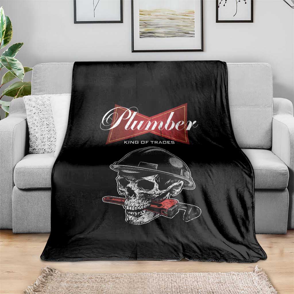 Plumber Plumbing Skull Throw Blanket King Of Trades - Wonder Print Shop