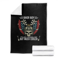 Skull Biker American Flag Motorcycle Biker Son Throw Blanket - Wonder Print Shop