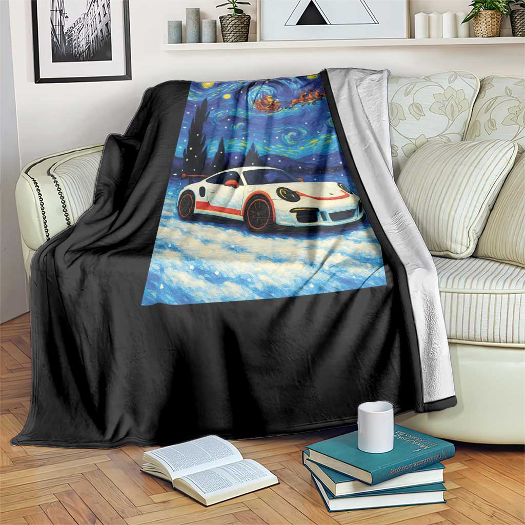 Racing Sports Car Throw Blanket Starry Night Racing Silhouette - Wonder Print Shop