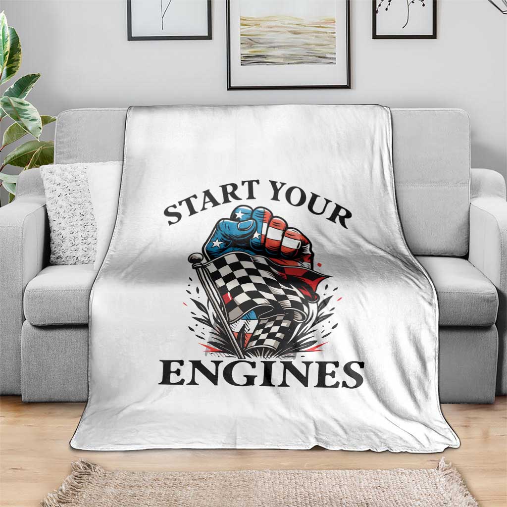 Checkered American Flag Racing Throw Blanket Start Your Engines Race Car - Wonder Print Shop