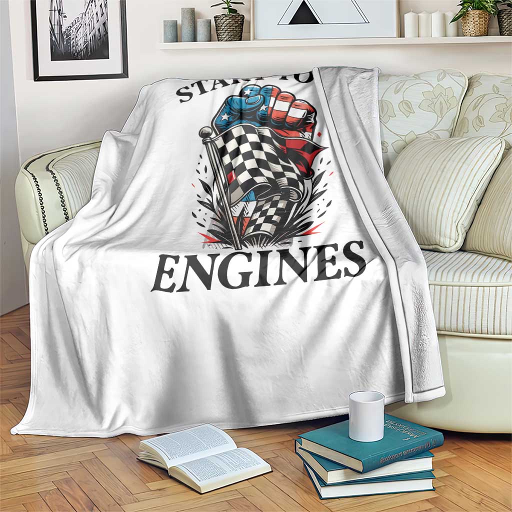 Checkered American Flag Racing Throw Blanket Start Your Engines Race Car - Wonder Print Shop