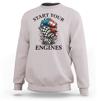 Checkered American Flag Racing Sweatshirt Start Your Engines Race Car - Wonder Print Shop