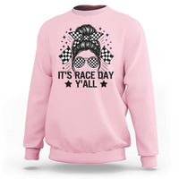 Racing Checkered Flag Messy Bun Race Day Sweatshirt - Wonder Print Shop