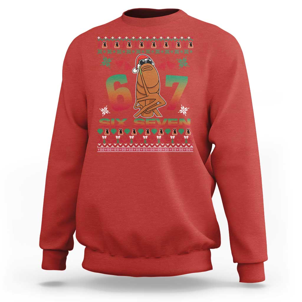 67 Six Seven Christmas Sweatshirt Marcus The Worm Robert Meme - Wonder Print Shop