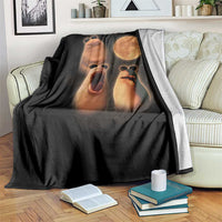 Marcus The Worm Meme Throw Blanket Funny Howling At Moon - Wonder Print Shop