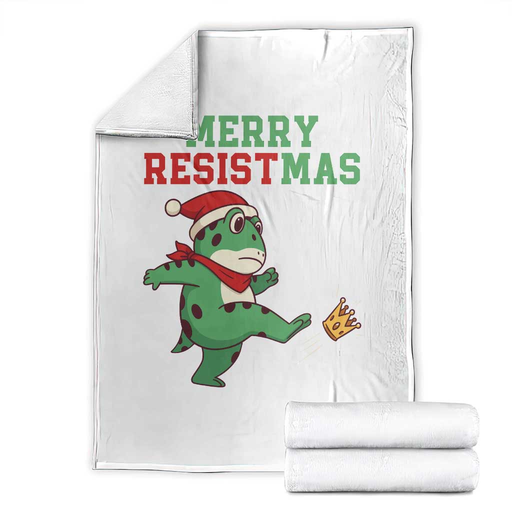 Merry Resistmas Frog Christmas Throw Blanket - Wonder Print Shop