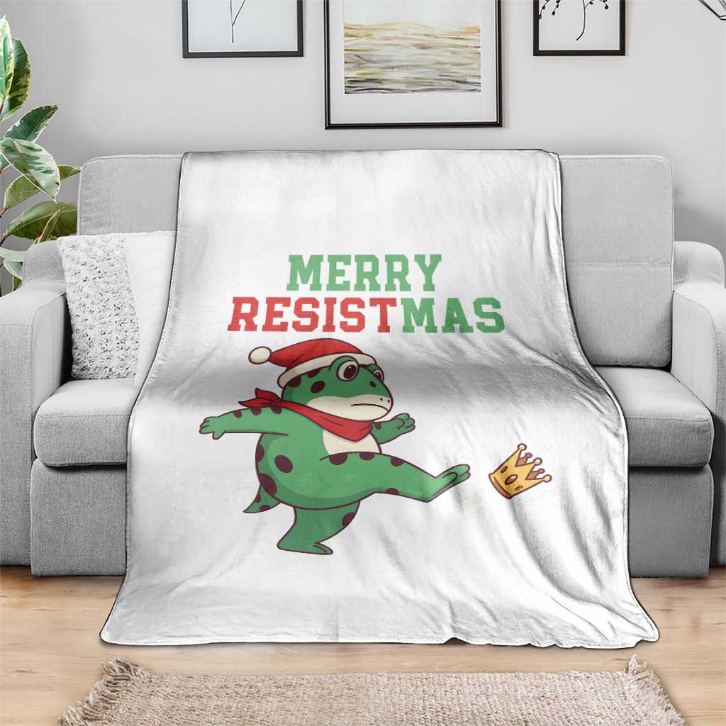 Merry Resistmas Frog Christmas Throw Blanket - Wonder Print Shop