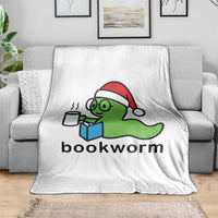 Bookworm Christmas Throw Blanket Reading Book Lover - Wonder Print Shop