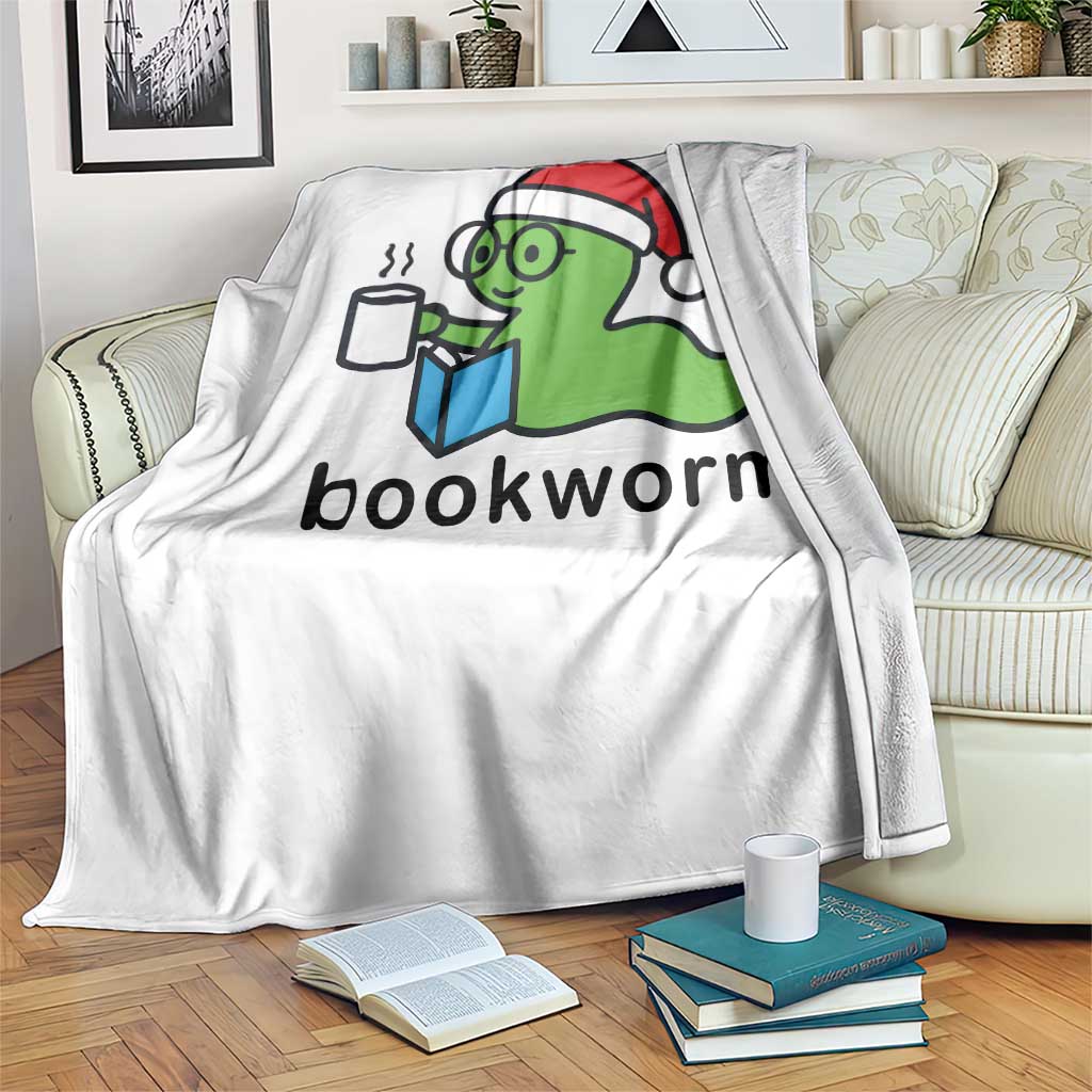 Bookworm Christmas Throw Blanket Reading Book Lover - Wonder Print Shop