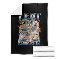 Funny Cat Meme Throw Blanket I Eat Microplastics - Wonder Print Shop