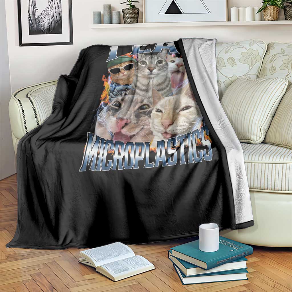 Funny Cat Meme Throw Blanket I Eat Microplastics - Wonder Print Shop