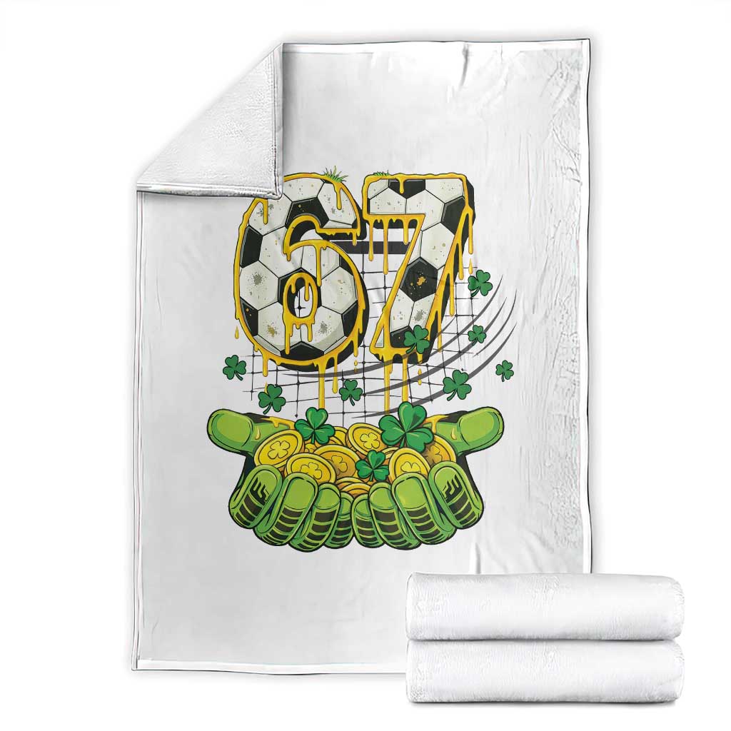 67 Soccer St Patricks Day Throw Blanket Funny Six Seven Gen Alpha Meme Drip