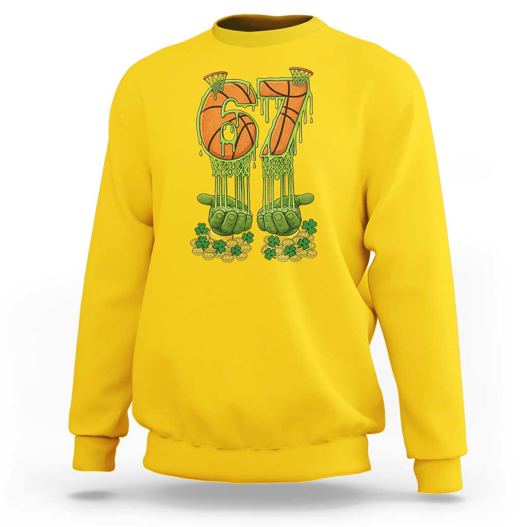 67 Basketball St Patricks Day Sweatshirt Funny Six Seven Gen Alpha Meme Drip