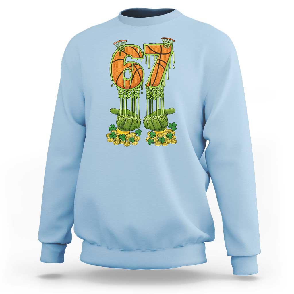 67 Basketball St Patricks Day Sweatshirt Funny Six Seven Gen Alpha Meme Drip