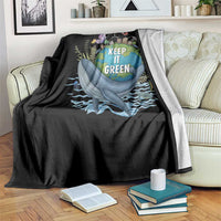 Keep It Green Earth Day Throw Blanket Eco-Friendly Nature Environmental Awareness