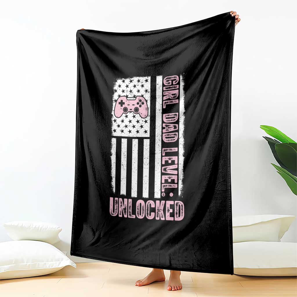Girl Dad Level Unlocked Throw Blanket Funny New Dad