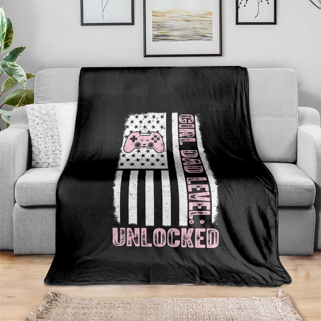 Girl Dad Level Unlocked Throw Blanket Funny New Dad