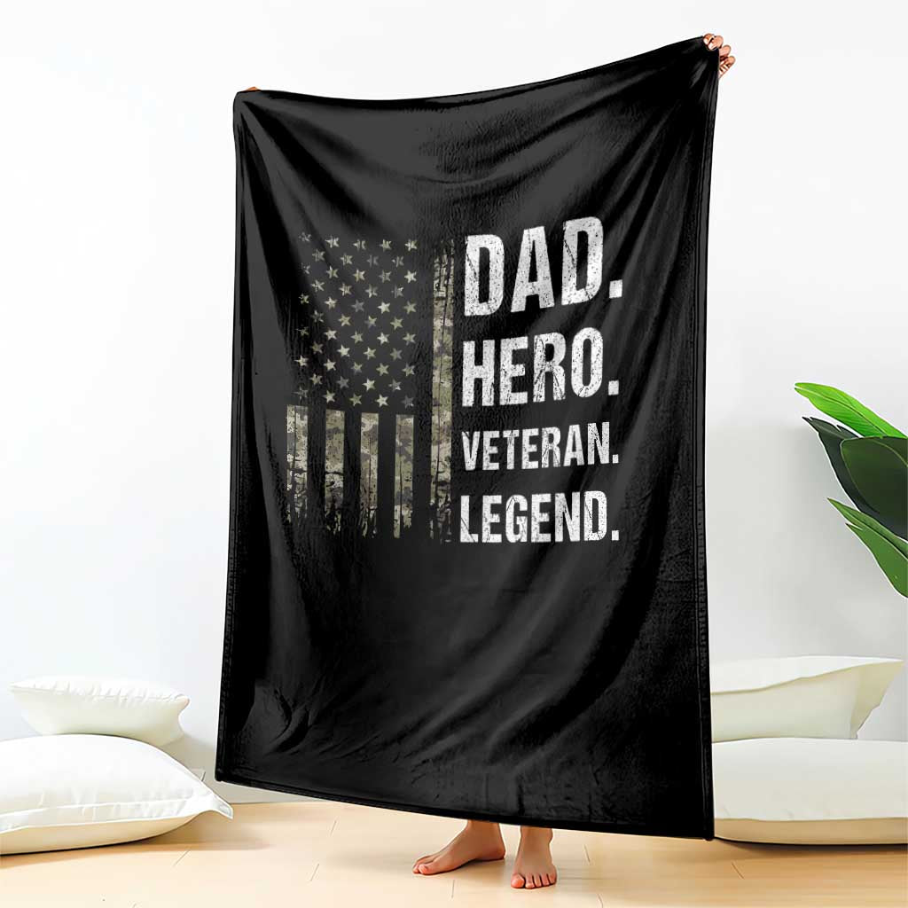 Dad Hero Veteran Legend Camouflage Father's Day Throw Blanket