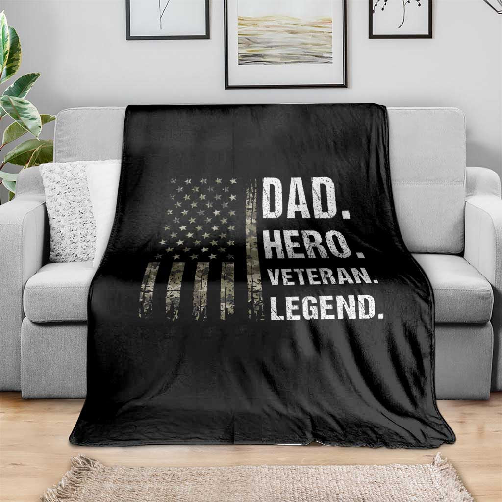 Dad Hero Veteran Legend Camouflage Father's Day Throw Blanket