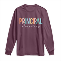 Boho Retro Vintage Elementary Principal Back to School Long Sleeve Shirt