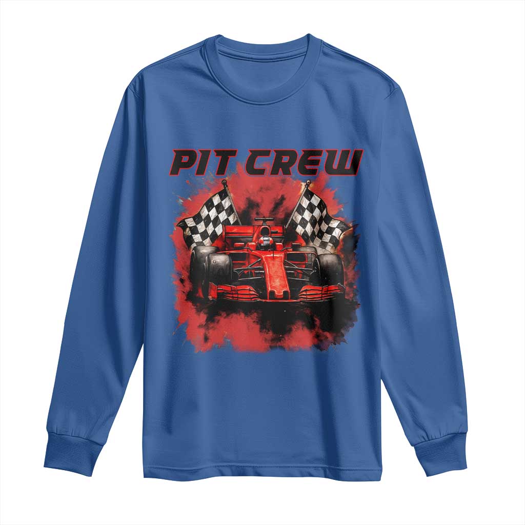 Racing Car Checkered Flag Long Sleeve Shirt Pit Crew Race Car - Wonder Print Shop