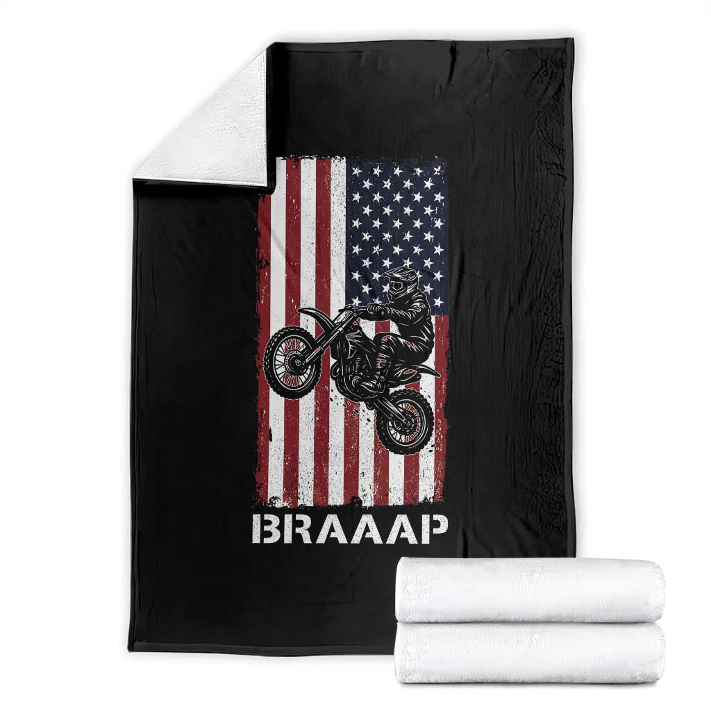 Dirt Bike Throw Blanket Braaap American Flag Motocross - Wonder Print Shop