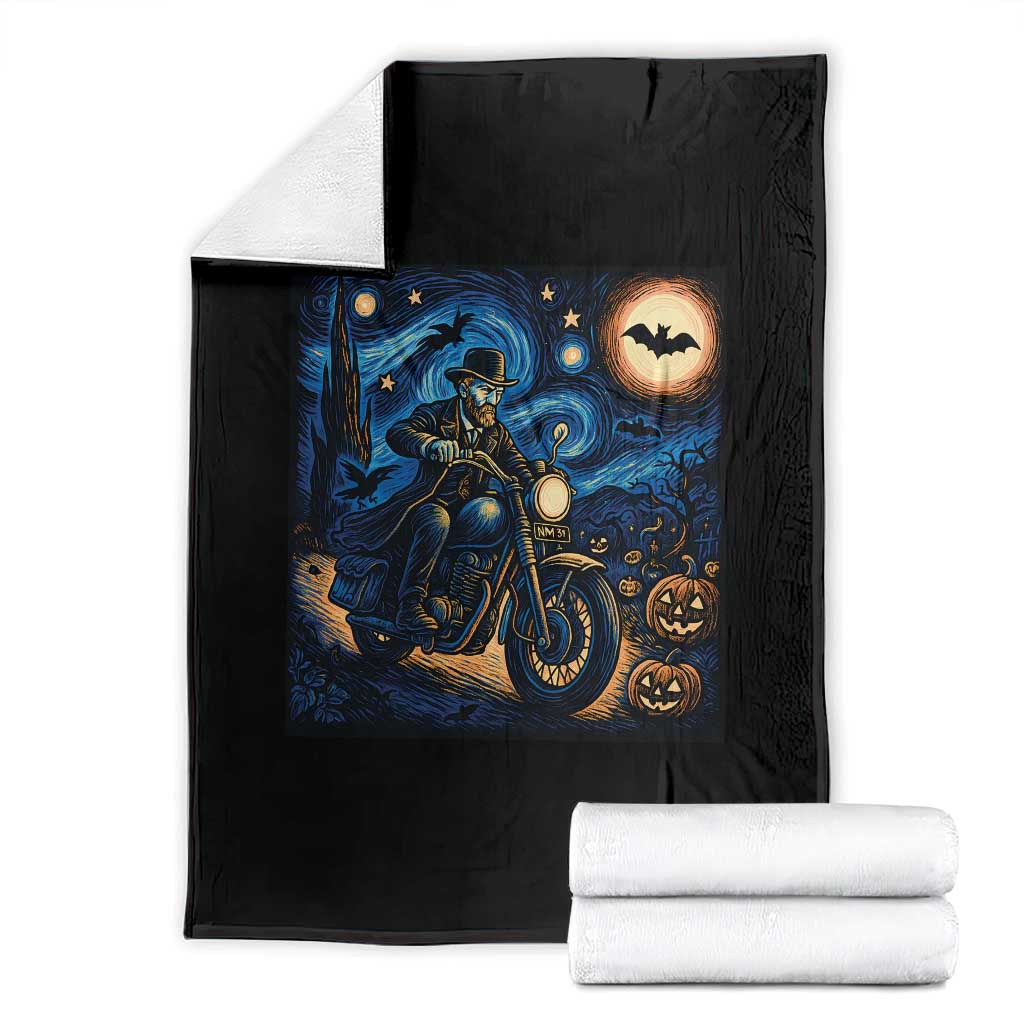 Dirt Bike Throw Blanket Van Gogh Starry Night Halloween Biker - Wonder Print Shop