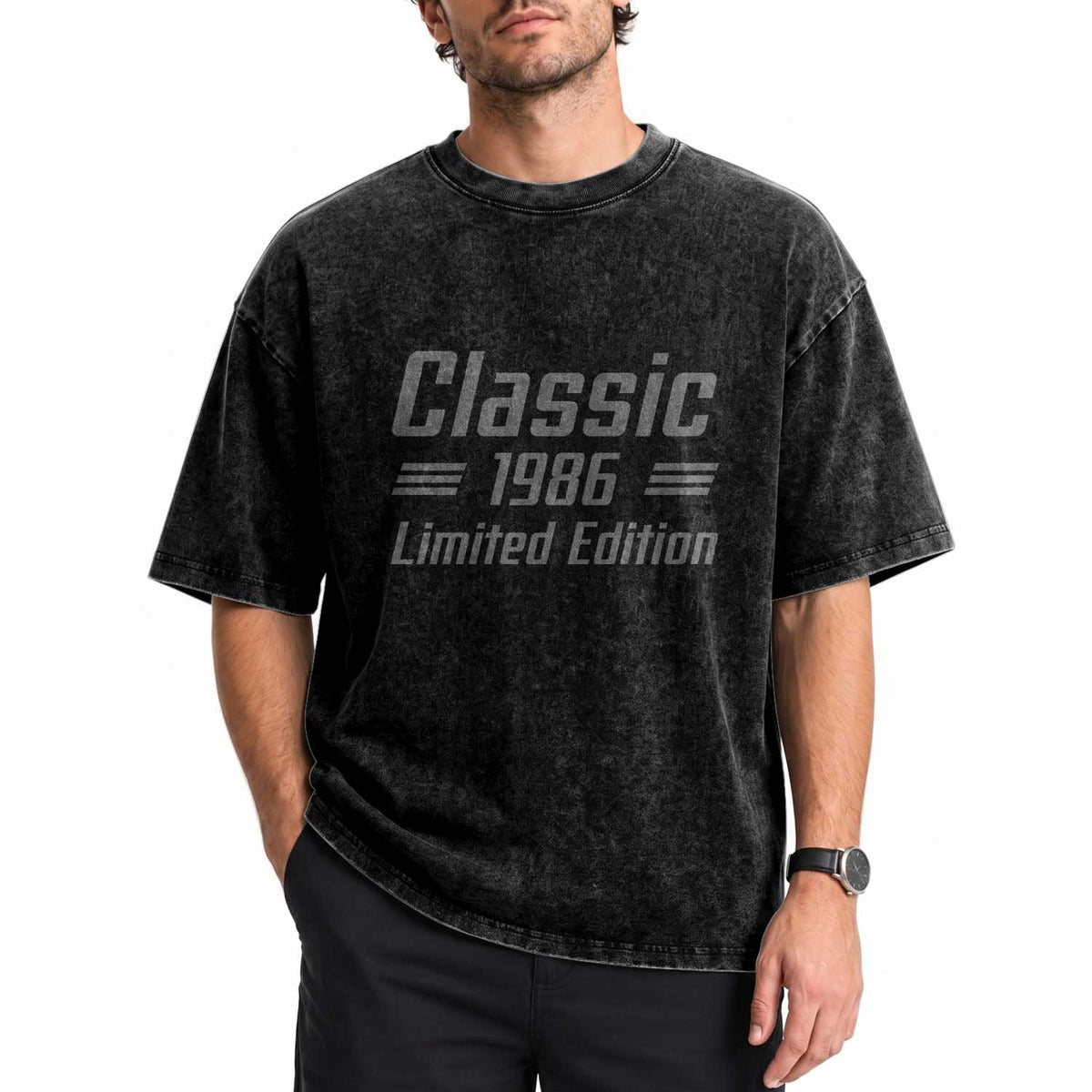 40th Birthday 1986 Limited Edition Classic American Muscle Car Inspo Washed Cotton T-Shirt