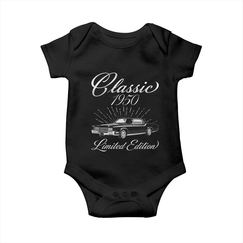 76th Birthday 1950 Limited Edition Baby Onesie Vintage Classic American Luxury Car