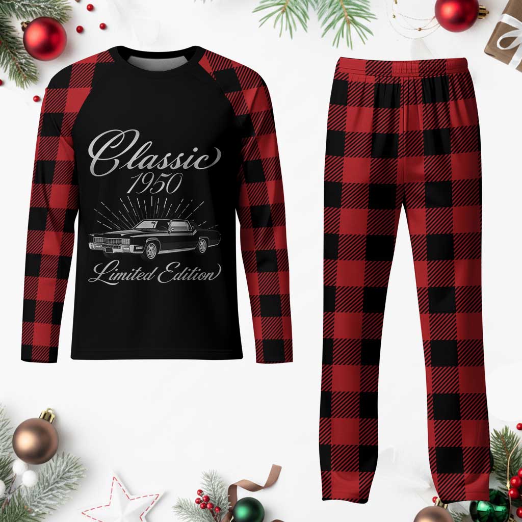 76th Birthday 1950 Limited Edition Plaid Pajama Set Vintage Classic American Luxury Car
