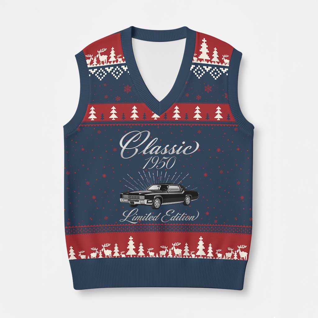 76th Birthday 1950 Limited Edition V-Neck Knit Sweater Vest Vintage Classic American Luxury Car