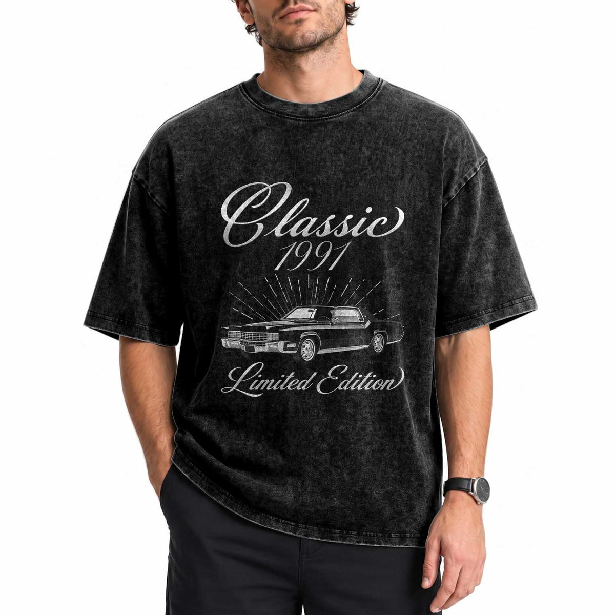 35th Birthday 1991 Limited Edition Washed Cotton T-Shirt Vintage Classic American Luxury Car