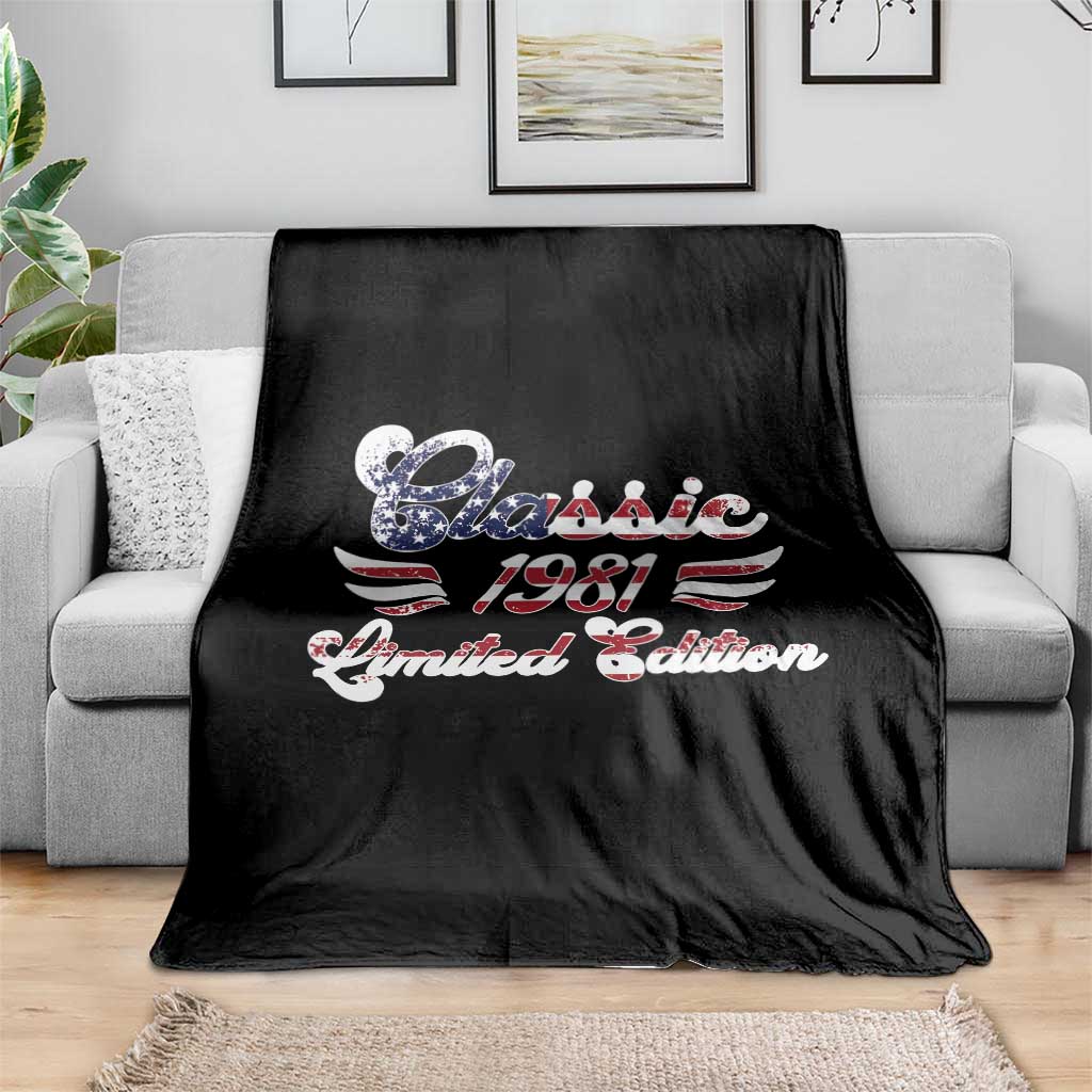 45th Birthday 1981 Limited Edition Classic Pony Car Inspo Throw Blanket