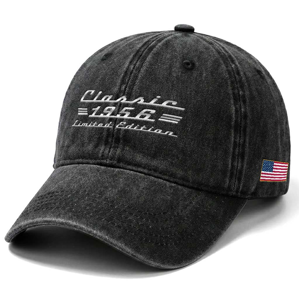 70th Birthday 1956 Limited Edition Classic Car Washed Cotton Baseball Cap