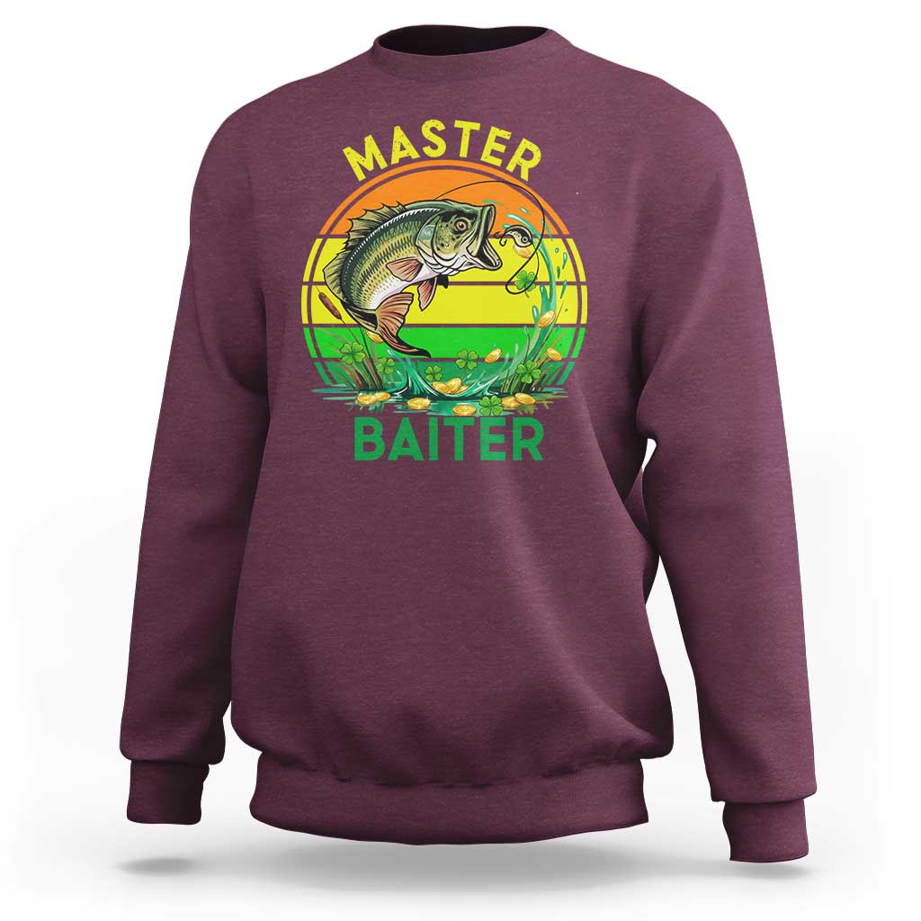 Funny Bass Fishing St Patricks Day Sweatshirt Master Baiter