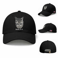 Lock TF In Cat Baseball Cap Funny Gen Z Meme