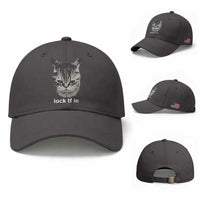 Lock TF In Cat Baseball Cap Funny Gen Z Meme