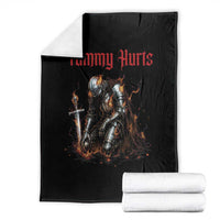 Tummy Hurts Throw Blanket Funny Medieval Knight Dark Humor