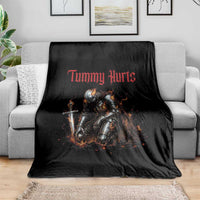 Tummy Hurts Throw Blanket Funny Medieval Knight Dark Humor