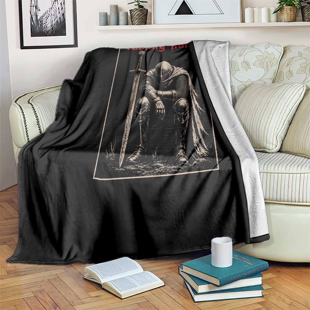Tummy Hurts Throw Blanket Funny Medieval Knight Dark Meme