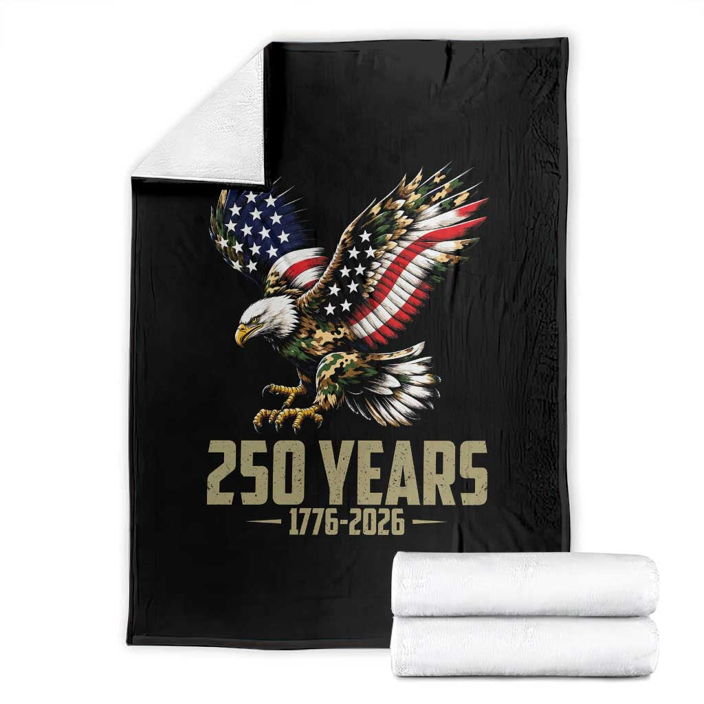 250 Years America Anniversary Throw Blanket Military Eagle American Flag Camo