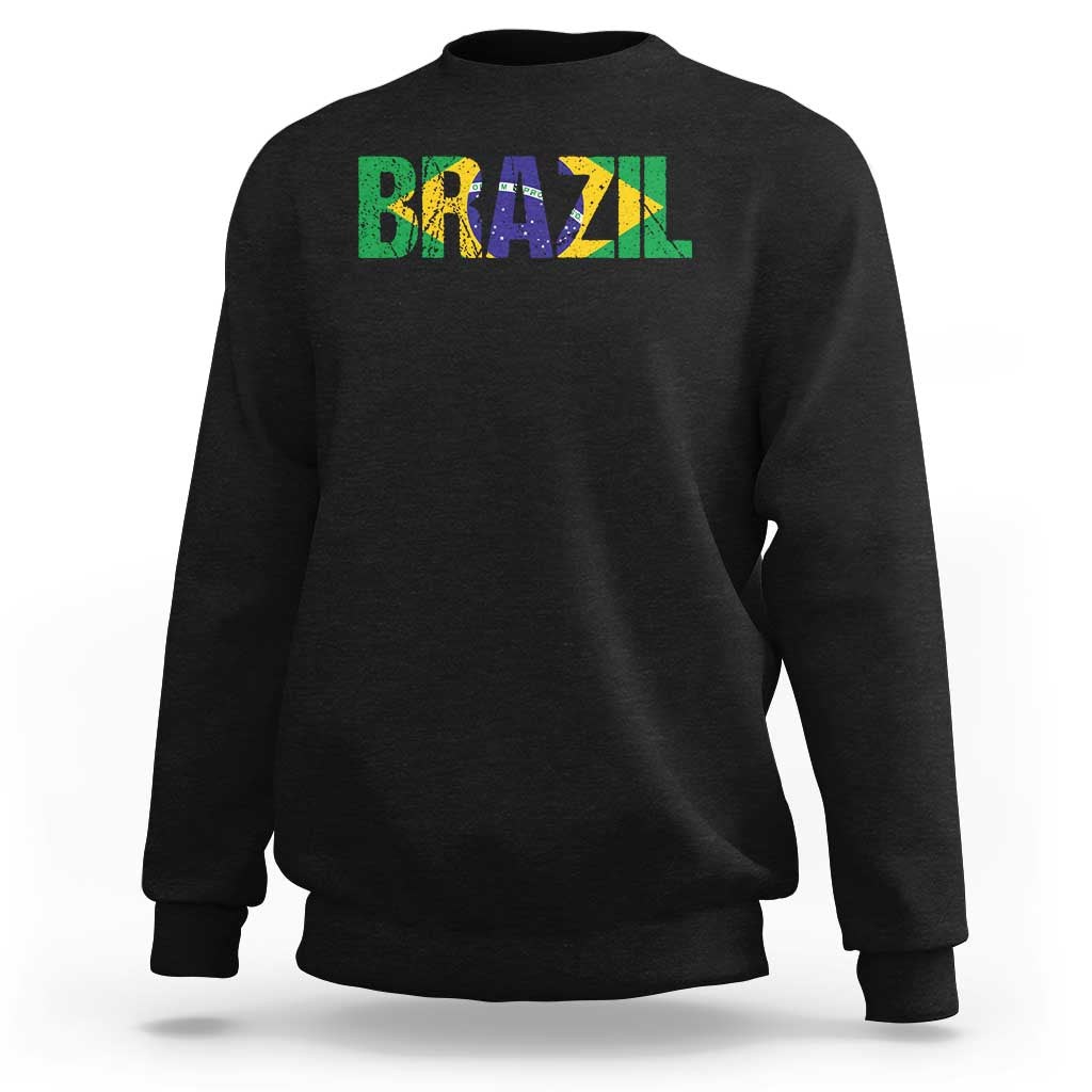 Brazil Brasil Flag Sweatshirt Vintage Distressed Brazil