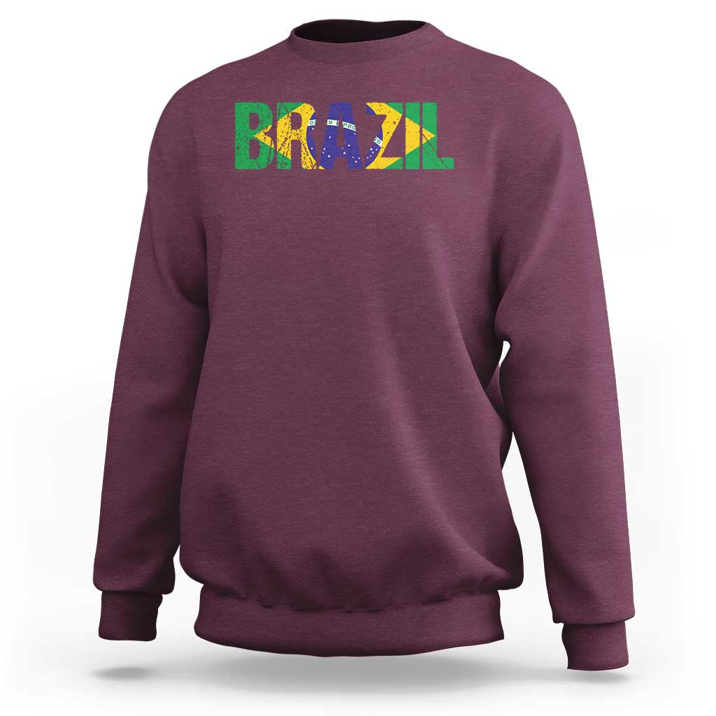 Brazil Brasil Flag Sweatshirt Vintage Distressed Brazil