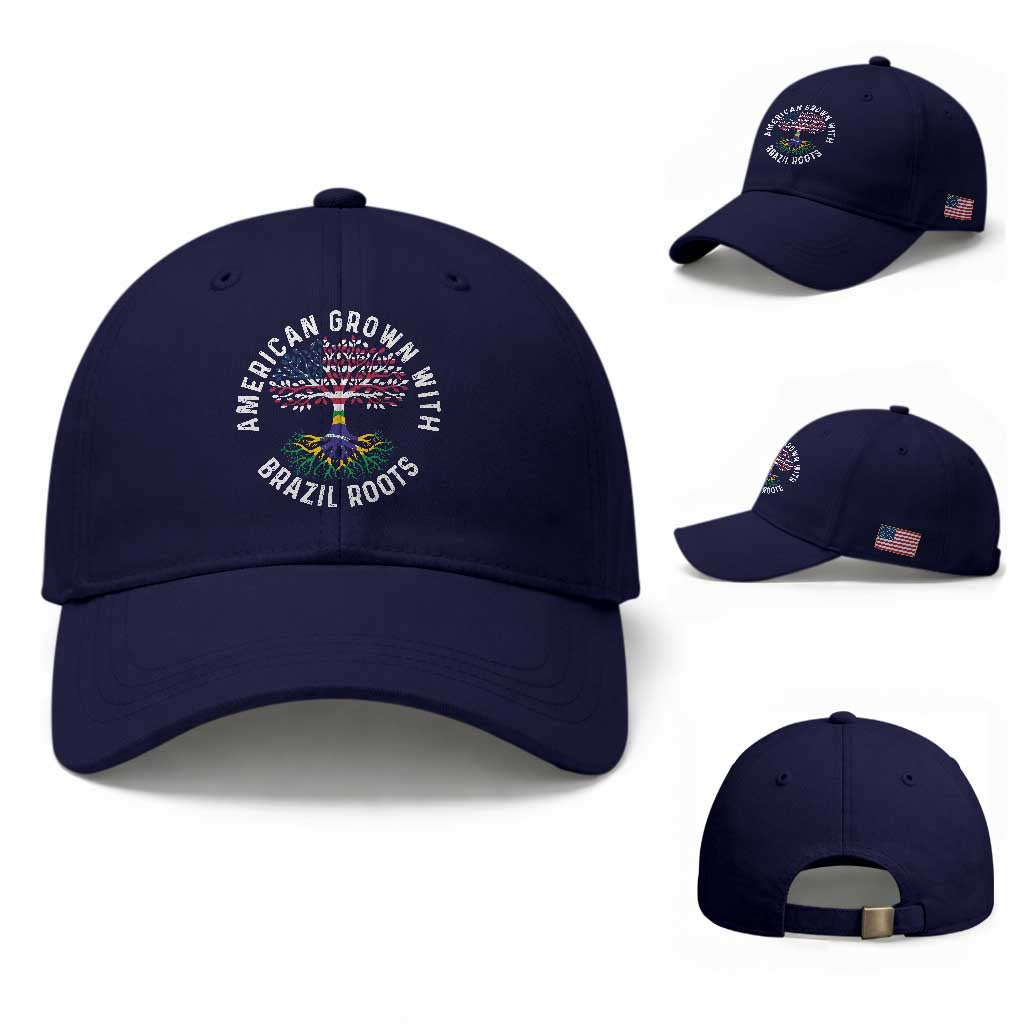 Brazilian Roots American Grown Tree Flag Baseball Cap