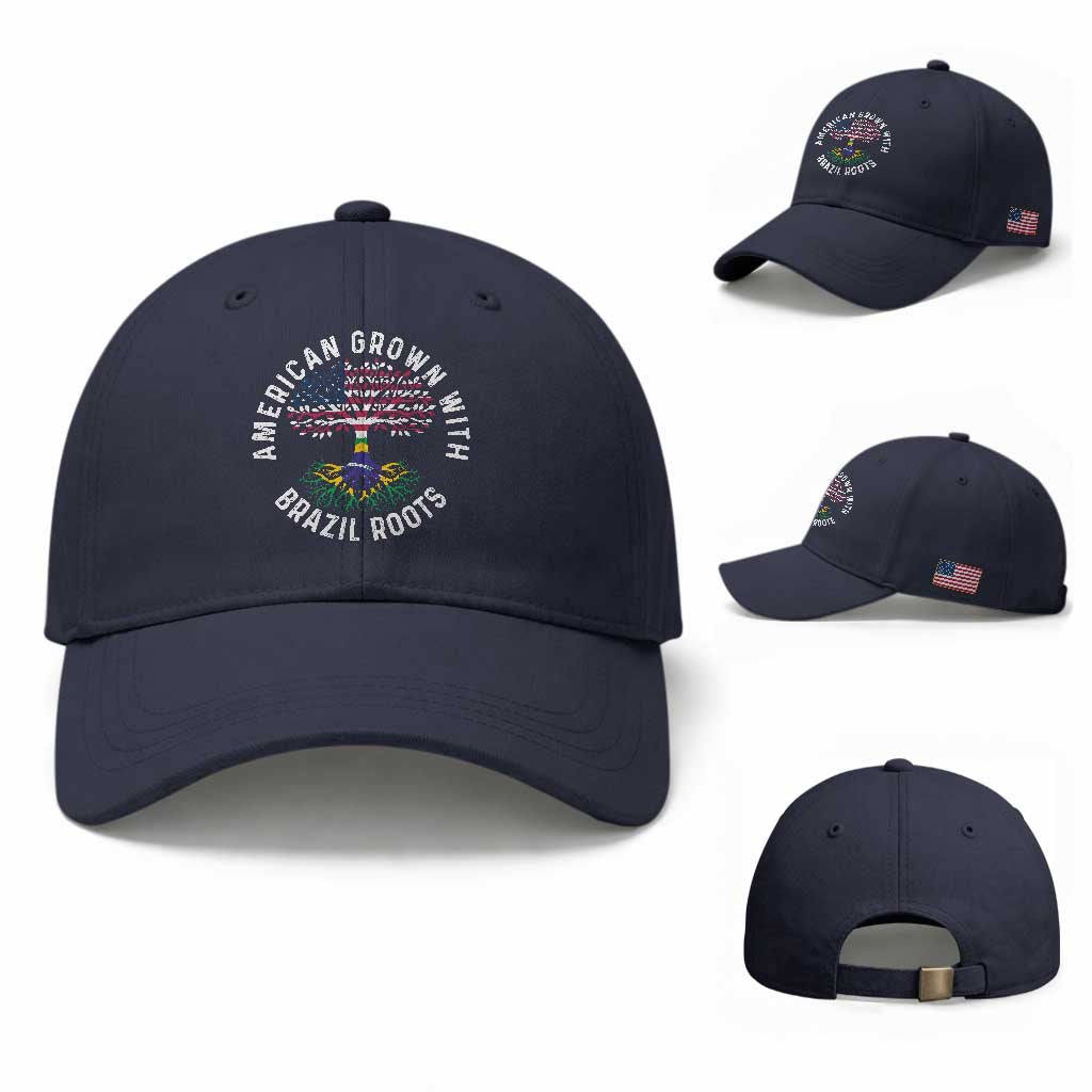 Brazilian Roots American Grown Tree Flag Baseball Cap