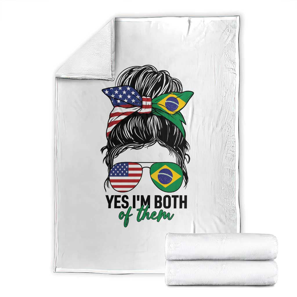 Half American And Brazilian America Brazil Brasil Flag Girl Throw Blanket Yes I'm Both of Them