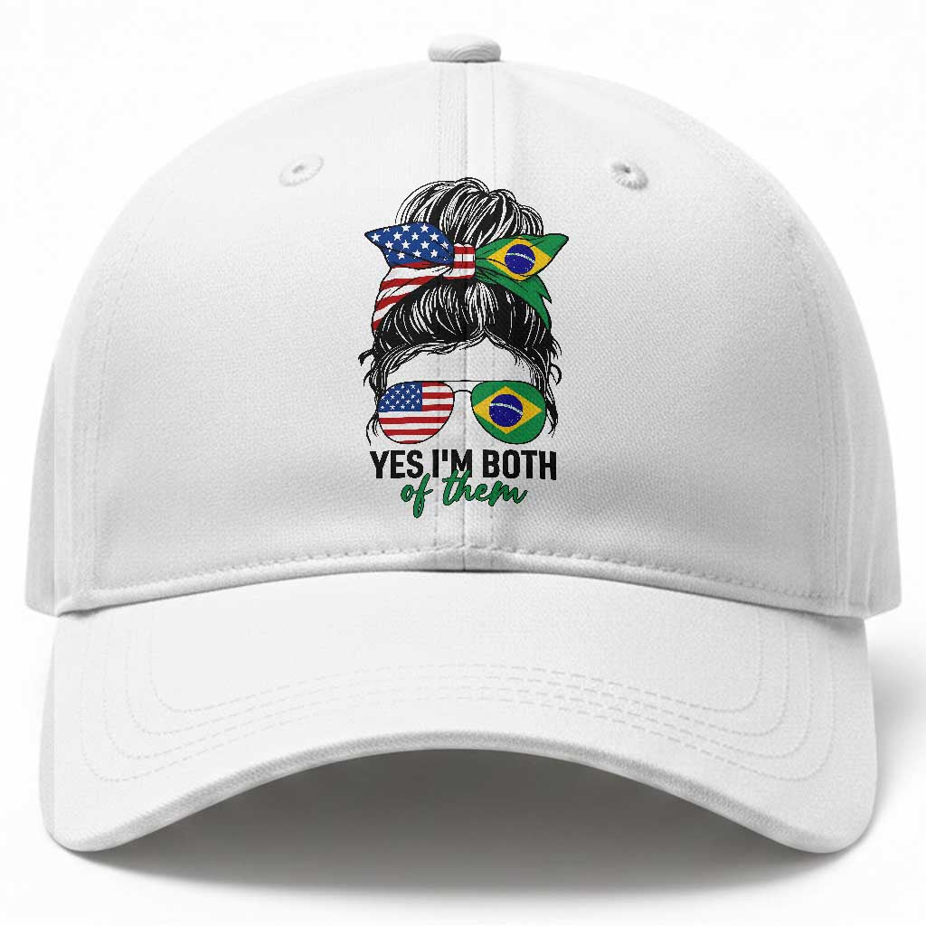 Half American And Brazilian America Brazil Brasil Flag Girl Baseball Cap Yes I'm Both of Them