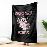 Race Car Halloween Throw Blanket Boo Checkered Coquette Bow - Wonder Print Shop