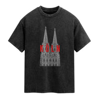 Cologne Cathedral Silhouette Köln German Graphic Washed Cotton T-Shirt