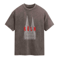 Cologne Cathedral Silhouette Köln German Graphic Washed Cotton T-Shirt